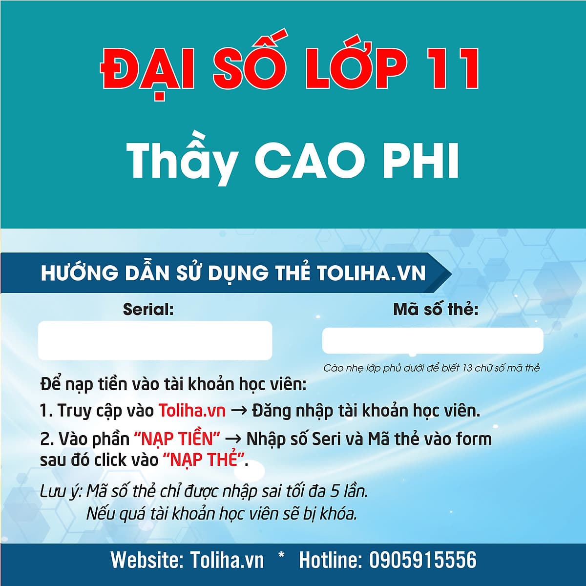 Khóa học ĐẠI SỐ 11 - CƠ BẢN + NÂNG CAO thầy Cao Phi - 09 tháng