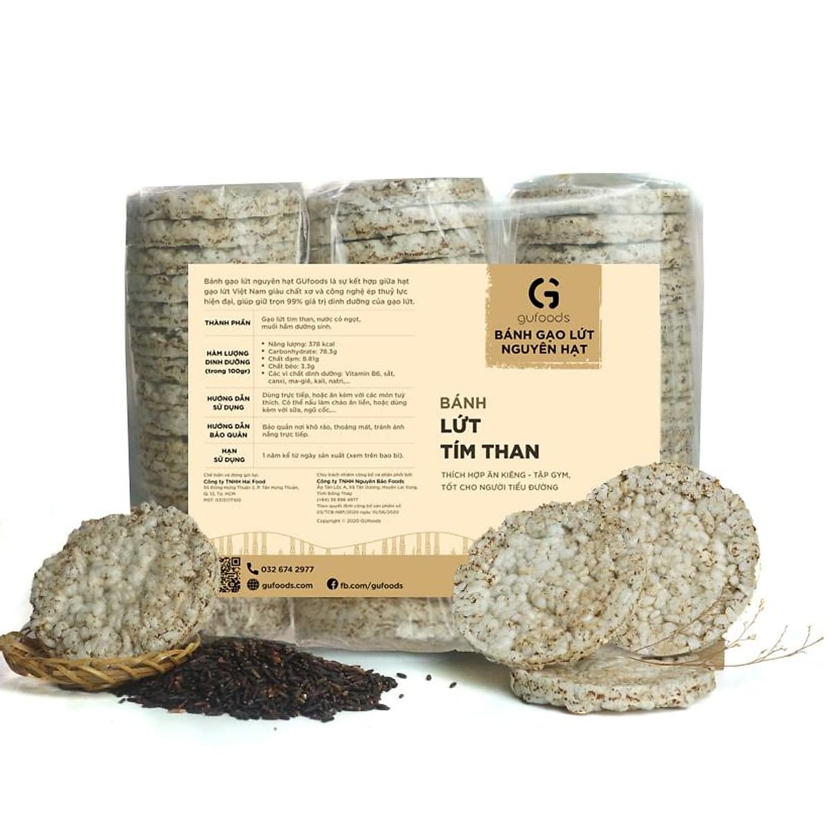 Combo 2 Bánh ăn kiêng gạo lứt GUfoods (mỗi gói 500g)