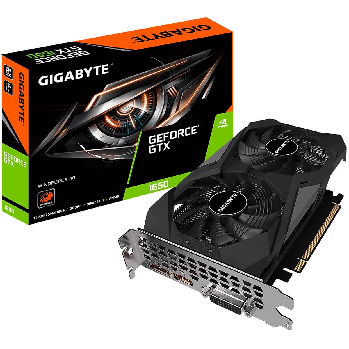 Card đồ họa VGA GIGABYTE GeForce GTX 1650 D6 WINDFORCE 4G GDDR6 1‎28 bit - Hàng Chính Hãng