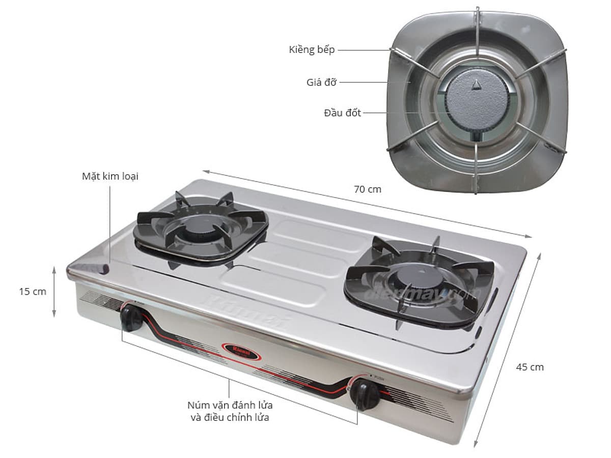 Điếu inox, sen chia lửa bằng gang đa năng, sử dụng cho các dòng bếp Rinnai 270, 370