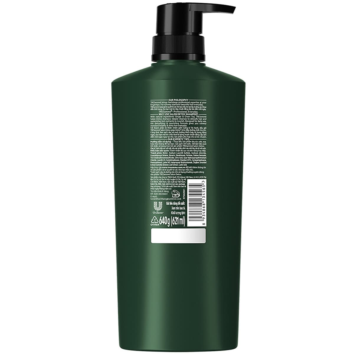 Combo Dầu Gội (640g) Và Dầu Xả (620g) Tresemmé Salon Detox Gừng Và Trà Xanh Detox Tóc Chắc Khỏe