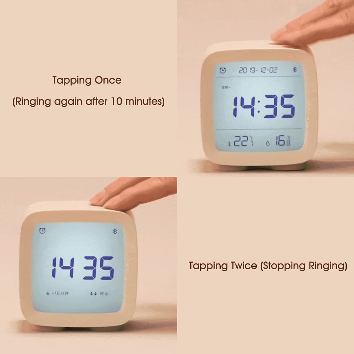 Đồng hồ báo thức thông minh Xiaomi Qingping BT Alarm Clock Temperature Humidity Monitoring Night Light 3 in 1 Multifunctional Clock Work With Mijia