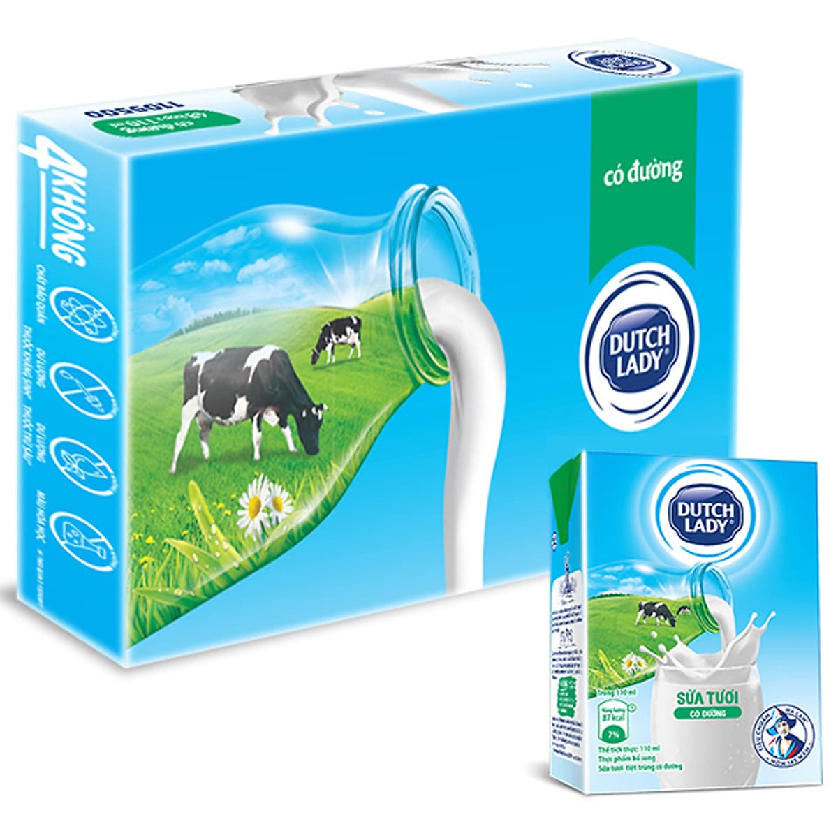 Thùng 48 Hộp Sữa Tươi Tiệt Trùng Dutch Lady Cô Gái Hà Lan Có Đường (48 x 110ml)