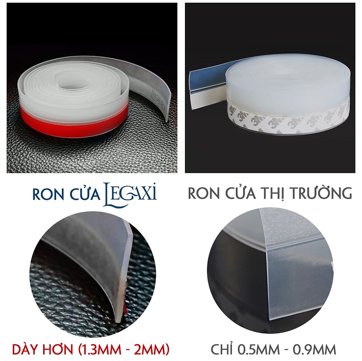 Ron Dán Chân Cửa Legaxi Keo Đỏ Cải Tiến Ngăn Bụi và Côn Trùng 25 35 45 60 110mm 