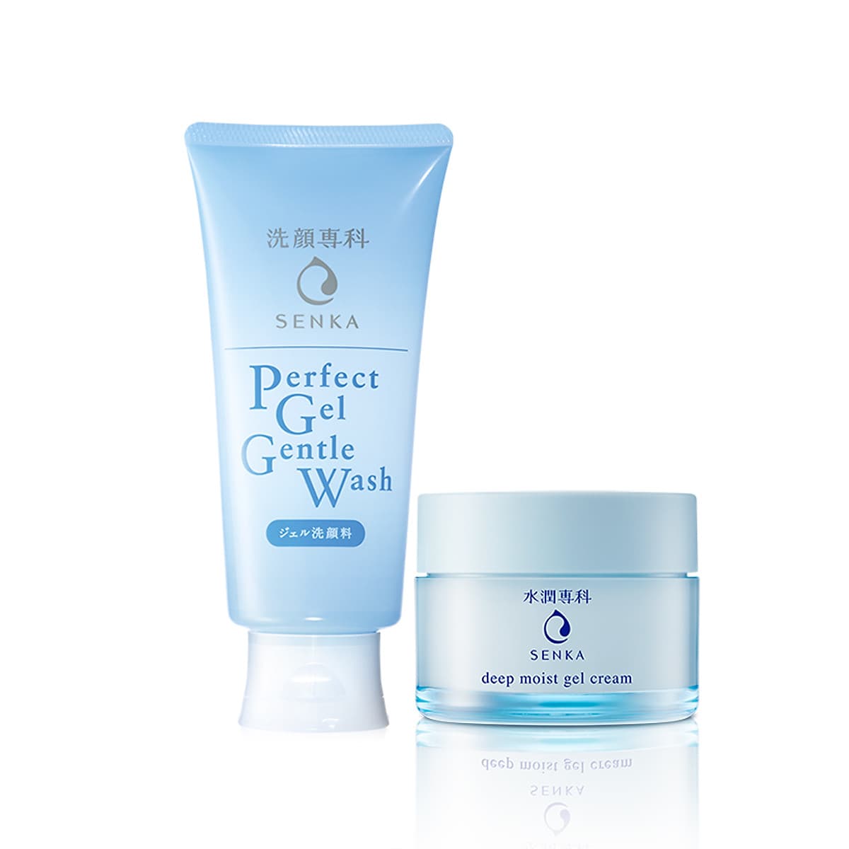 Bộ sữa rửa mặt dạng gel dịu nhẹ và Kem Dưỡng Cấp Ẩm Chuyên Sâu Senka (Senka Perfect Gel Gentle Wash và Senka Deep Moist Gel Cream 50G)