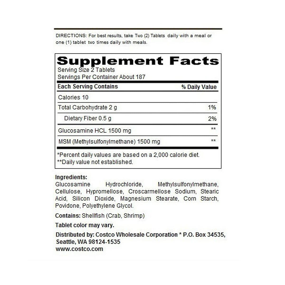 Thực phẩm bảo vệ sức khỏe KIRKLAND Signature Glucosamine With MSM
