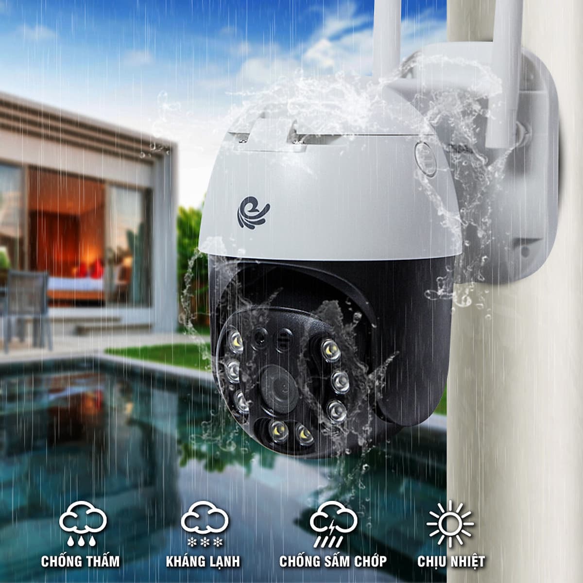  Camera Wifi Ngoài Trời CareCam CC8031 - 3.0Mpx (2304x1296P), Xoay 360 Độ, Đàm Thoại 2 Chiều - Hàng chính hãng