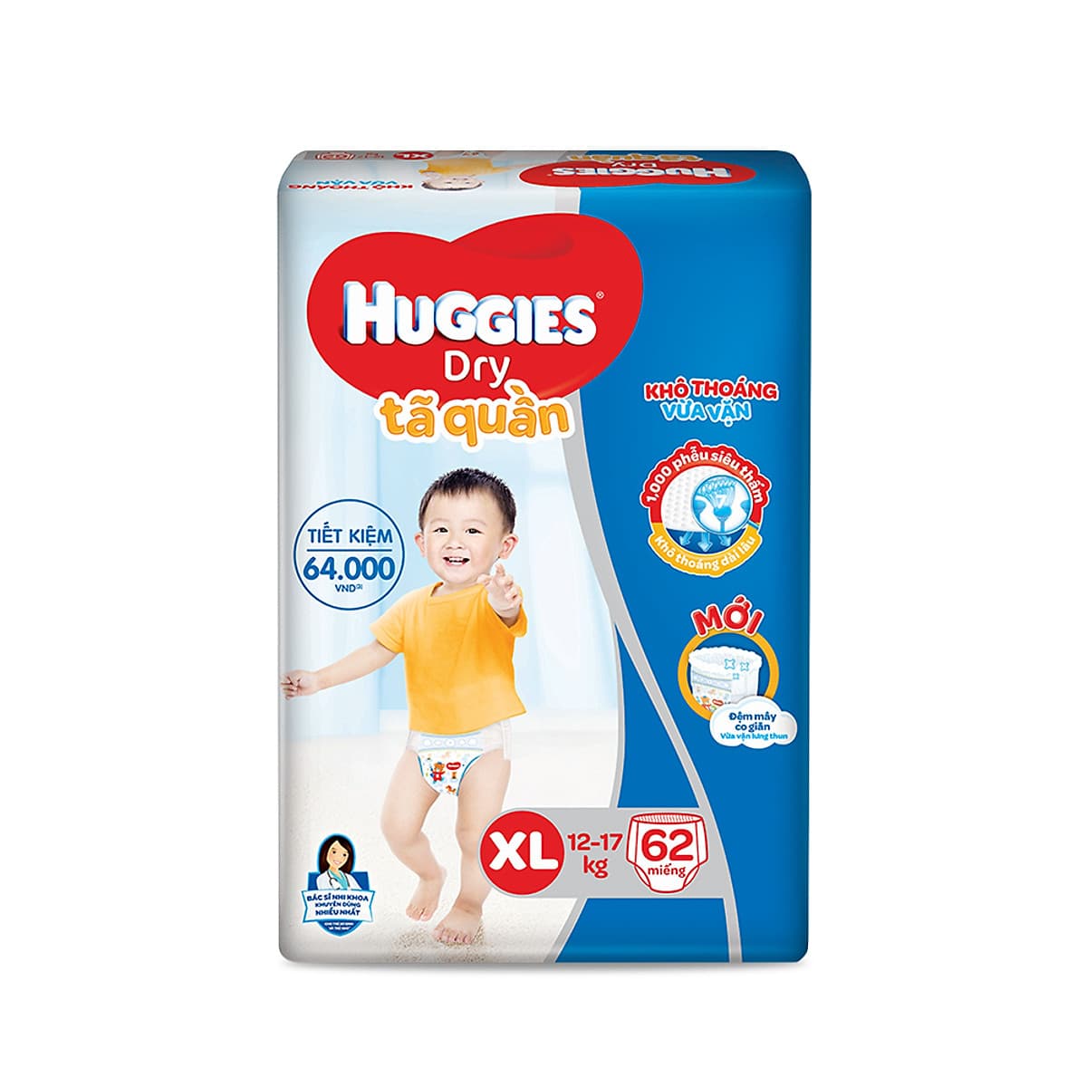 Tã quần Huggies Super Jumbo M74 - L68 - XL62 - XXL56 [Tặng khăn ướt 64 tờ] 