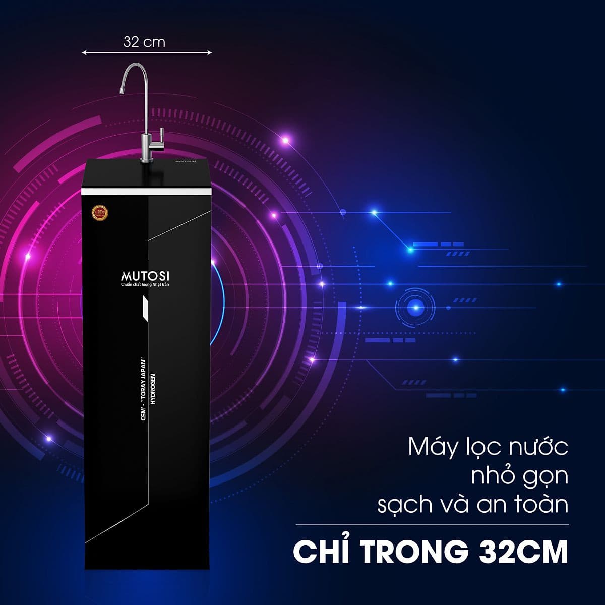 Máy lọc nước RO Mutosi MP-290S tủ đứng, 9 cấp lọc, tạo nước kiềm hydrogen, công suất 20L/h - Hàng chính hãng