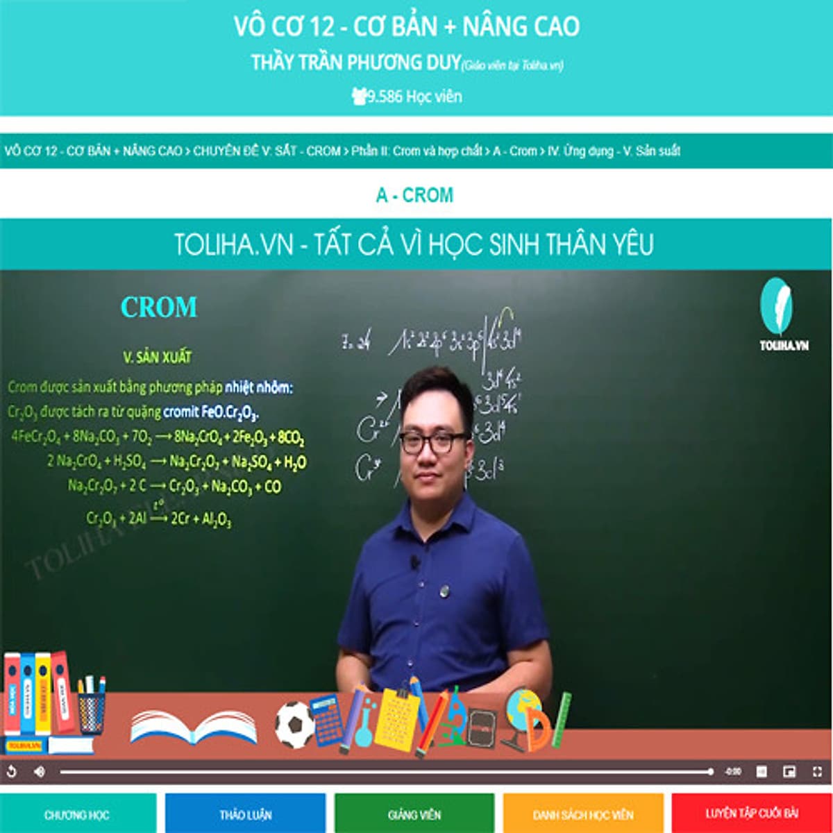 Khóa học HÓA HỌC VÔ CƠ 12 - CƠ BẢN + NÂNG CAO thầy Trần Phương Duy - 09 tháng
