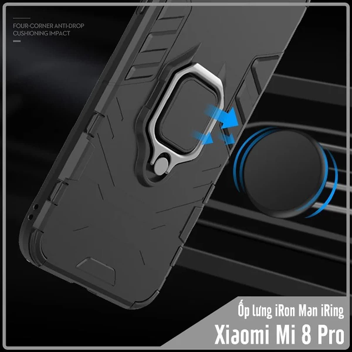Ốp lưng cho Xiaomi Mi 8 Pro iRON - MAN IRING Nhựa PC cứng viền dẻo chống sốc