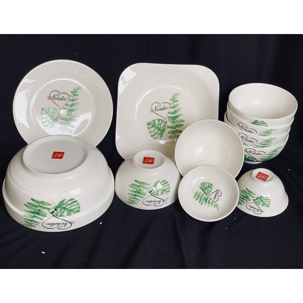 Bộ đồ ăn gốm sứ cao cấp 11 món :bát, đĩa, tô, chén  gốm sứ  