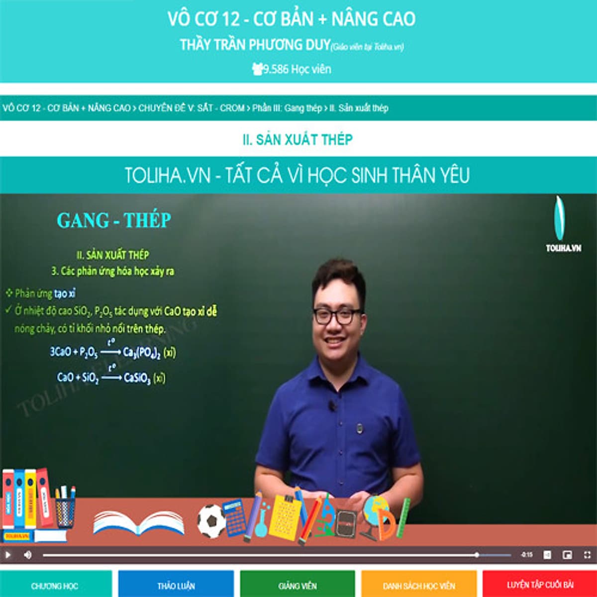 Khóa học HÓA HỌC VÔ CƠ 12 - CƠ BẢN + NÂNG CAO thầy Trần Phương Duy - 09 tháng