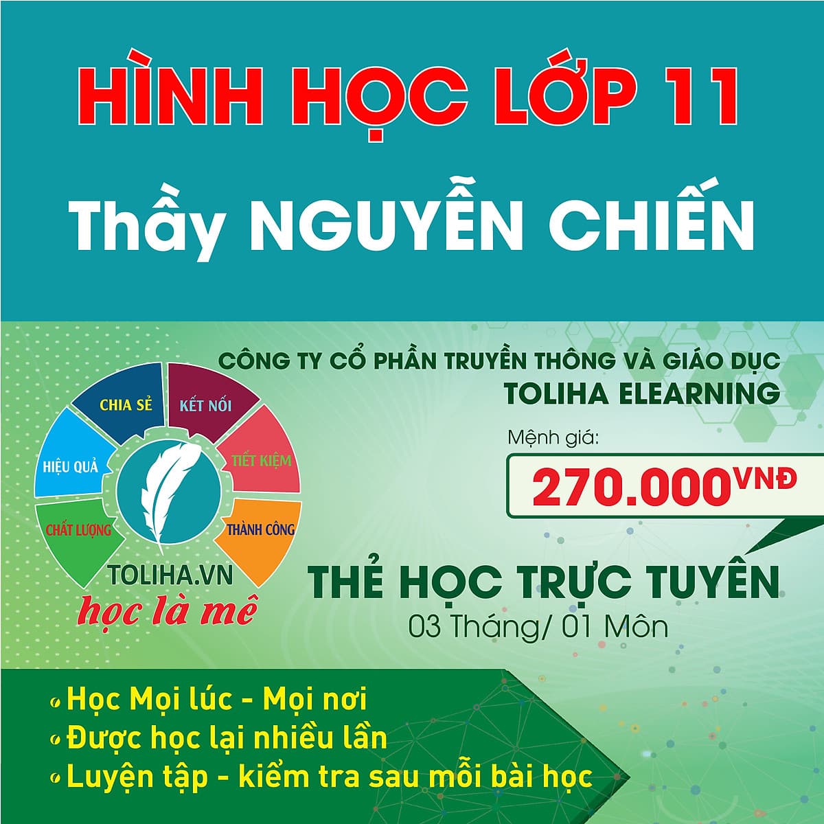 Khóa học HÌNH HỌC 11 - CƠ BẢN + NÂNG CAO thầy Nguyễn Chiến - 03 tháng