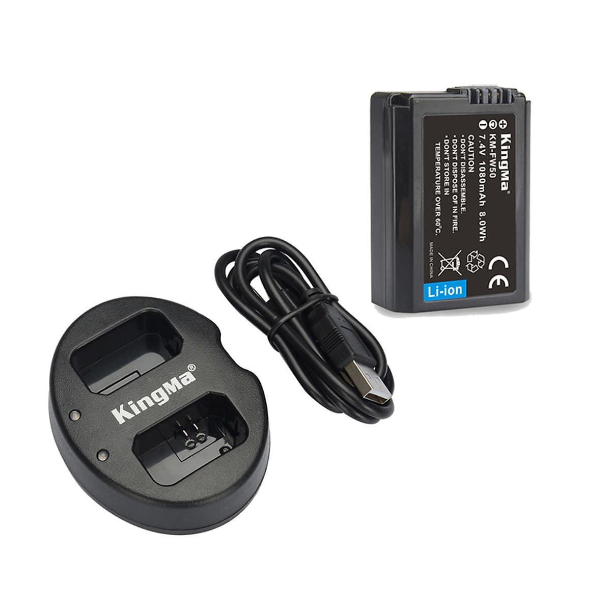 2 Pin + 1 Đốc sạc đôi Sony NP-FW50 - Chính hãng KingMa