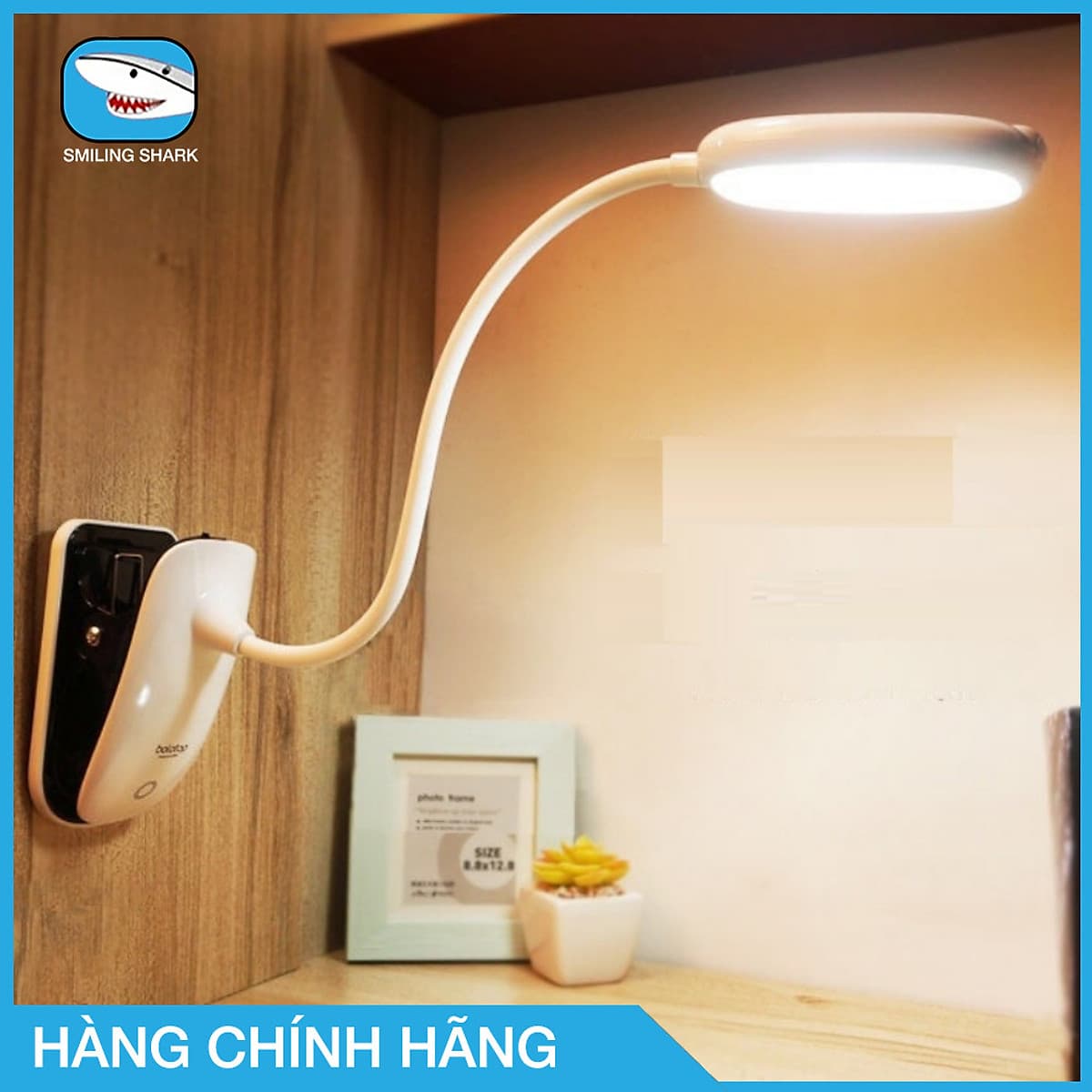 Đèn bàn chống cận thương hiệu Smiling Shark không dây, sạc USB, thân đèn linh hoạt 360 độ, có thể kẹp vào bàn hay giá sách, bảo vệ mắt khi học bài, đọc sách, làm việc máy tính kéo dài - hàng chính hãng