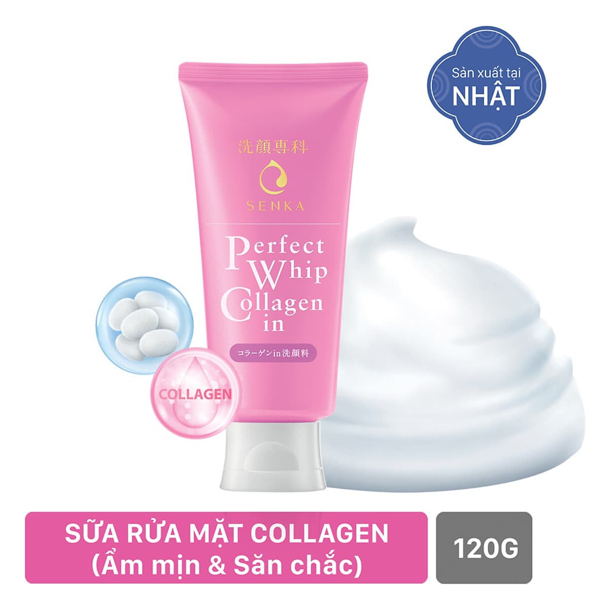 Sữa Rửa Mặt Ẩm Mịn Và Săn Chắc Da Senka Perfect Whip Collagen In 14839 (120g)