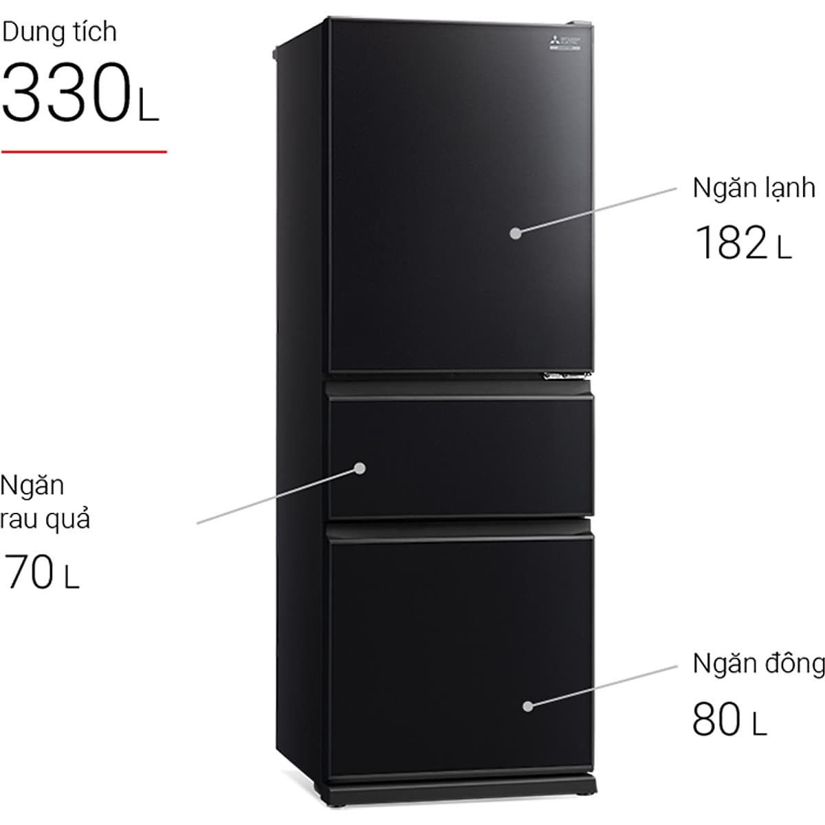 Tủ Lạnh Inverter Mitsubishi Electric MR-CGX41EN-GBK (330L) - Hàng Chính Hãng