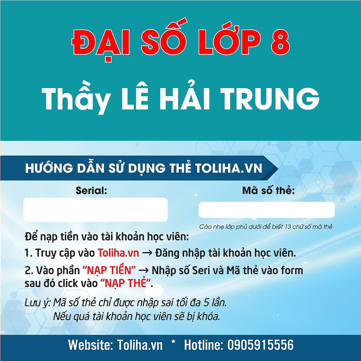 Khóa học ĐẠI SỐ 8 - CƠ BẢN + NÂNG CAO thầy Lê Hải Trung - cô Thanh Loan- 09 tháng
