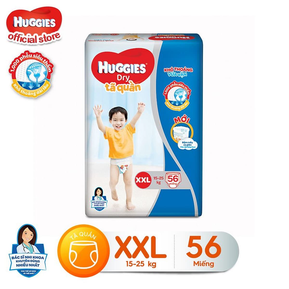 Tã quần siêu thấm Huggies Super Jumbo XXL gói 56 miếng