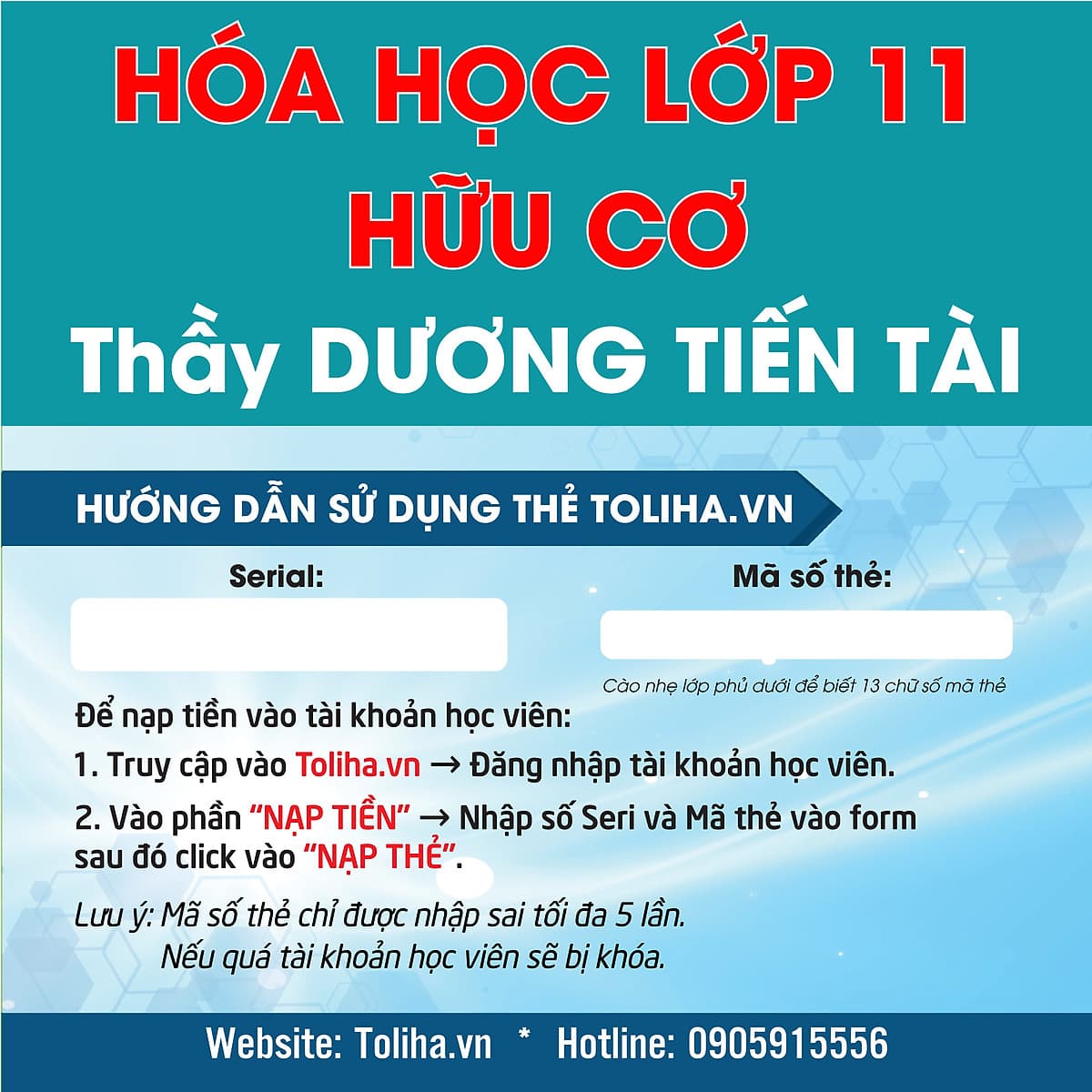 Khóa học HÓA HỮU CƠ 11 - CƠ BẢN và NÂNG CAO thầy Dương Tiến Tài - 09 tháng