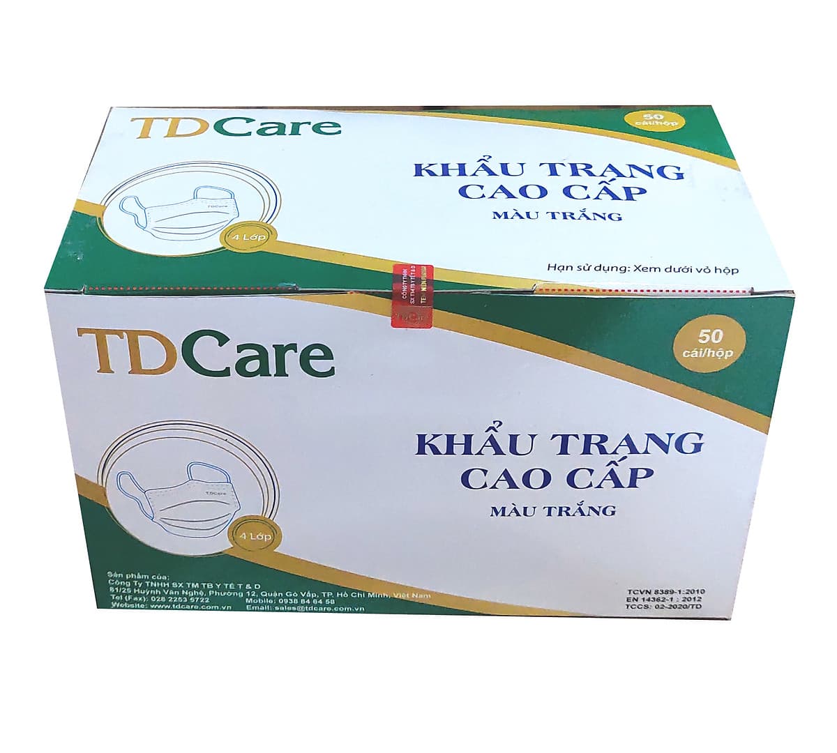 BỘ 2 HỘP KHẨU TRANG Y TẾ TDCare -4 LỚP (XANH/ TRẮNG/ XÁM)