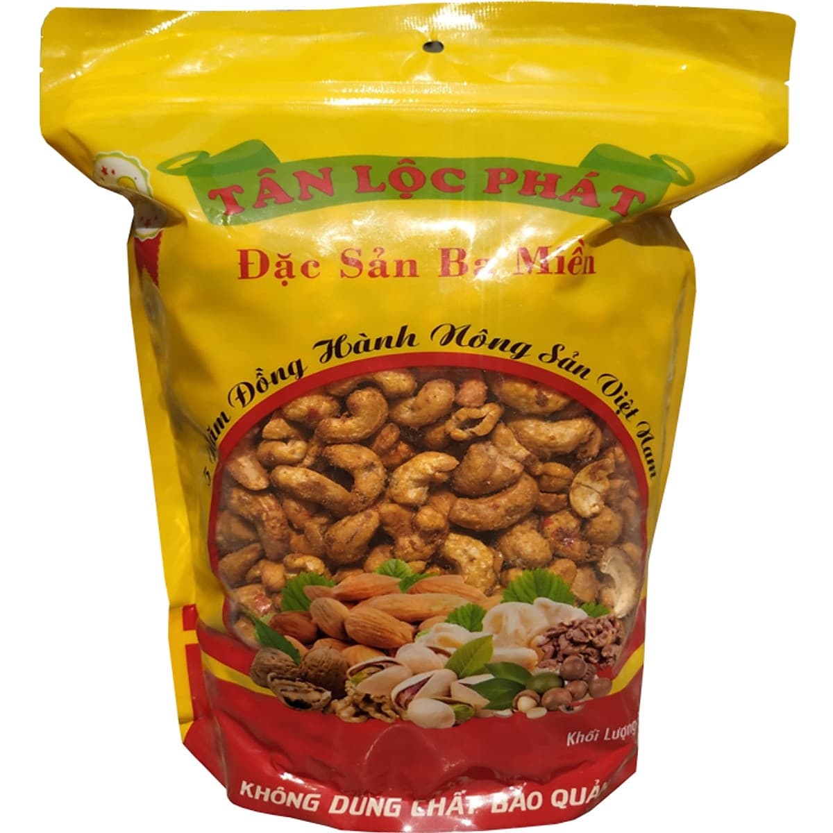 1Kg Hạt Điều Rang Tỏi Ớt Thương Hiệu Tân Lộc Phát - 2 Túi Zip