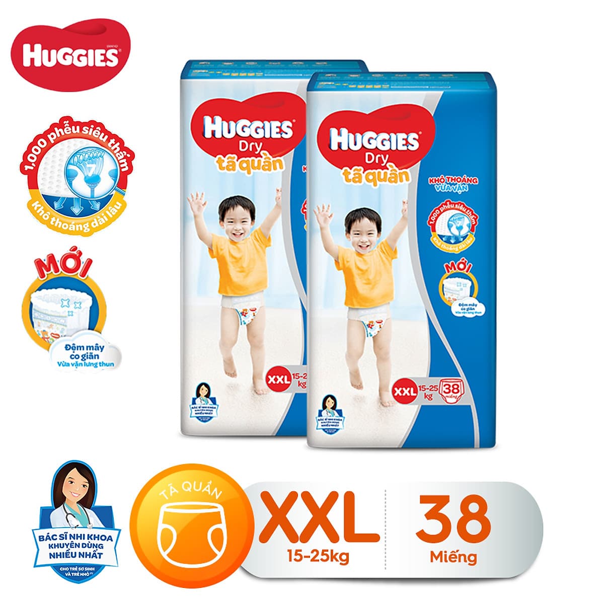 Combo 2 Tã quần HUGGIES DRY BIG JUMBO M54 - L48 - XL42 - XXL38