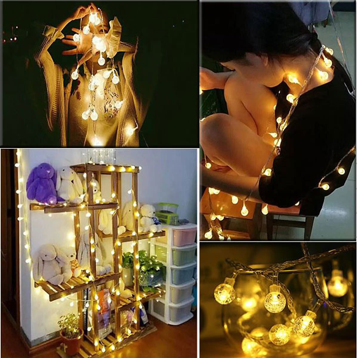 Dây Đèn Trang Trí 8M - 40 Bóng Tròn Bọt Khí Độc Đáo Trang Trí Noel , Lễ , Tết 