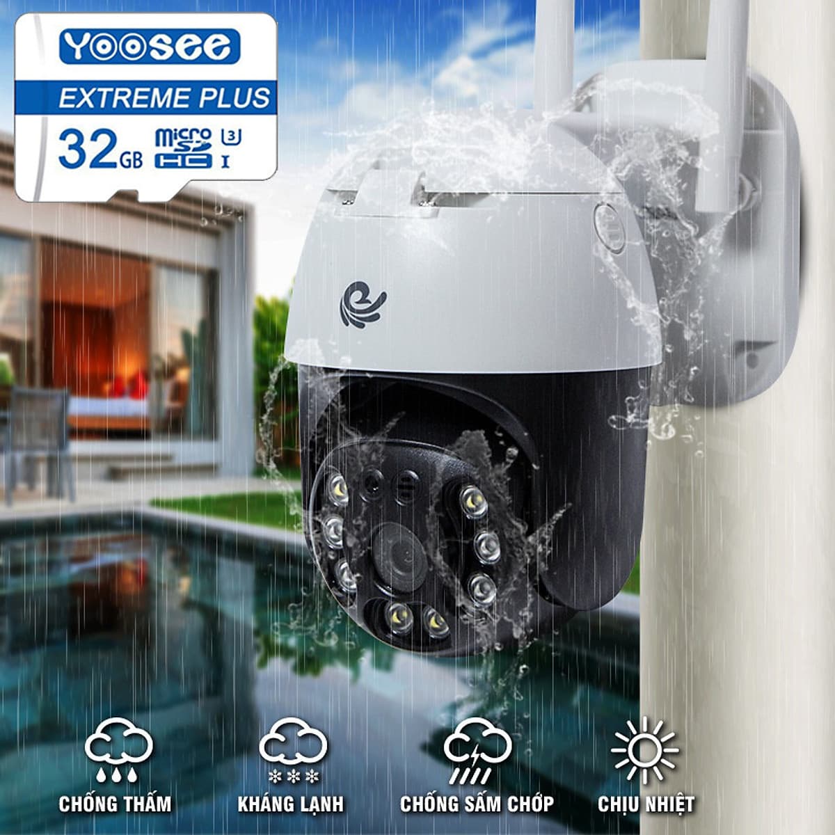 Camera Ip Wifi Ngoài Trời CareCam CC8031 Xoay 360 Độ 3.0MP Full HD 1536P - Hàng Chính Hãng