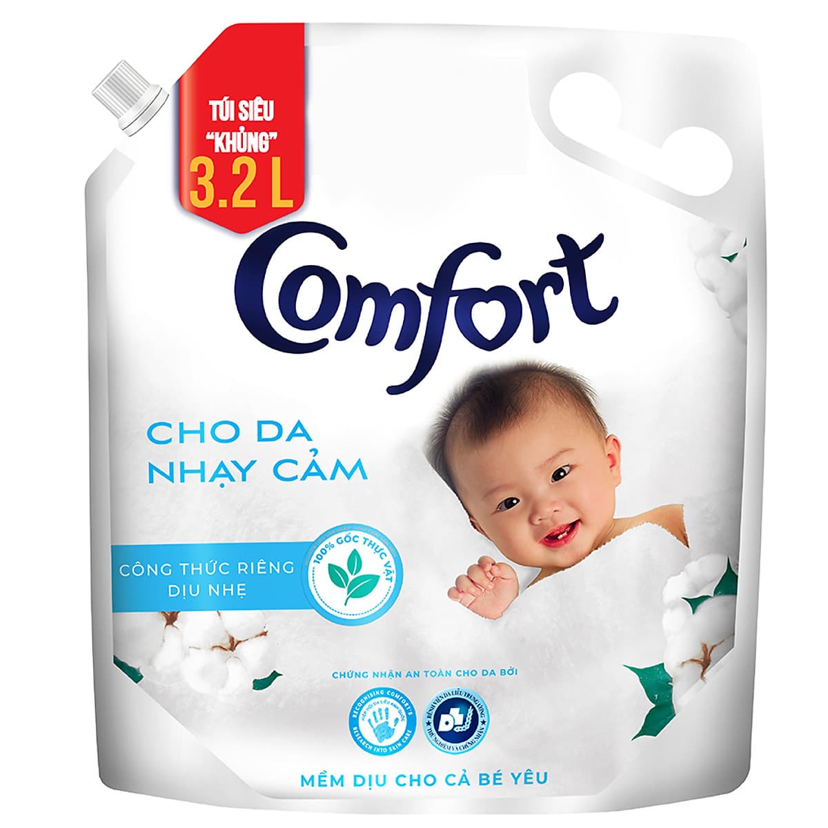Nước Xả Vải Comfort Cho Da Nhạy Cảm (3.2L/Túi)  - Phù Hợp Với Làn Da Em Bé