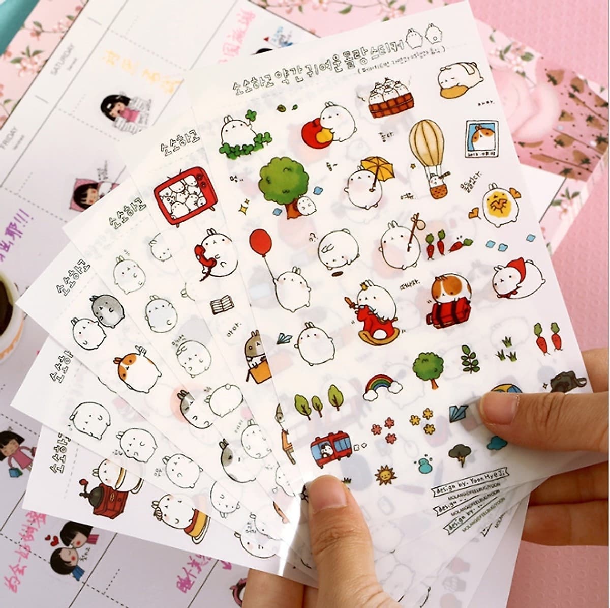 Sticker Dán Trang Trí Molang và Piu Piu ( Trang Trí Sổ Kế Hoạch, Sổ Nhật Ký) | Nhiều Mẫu