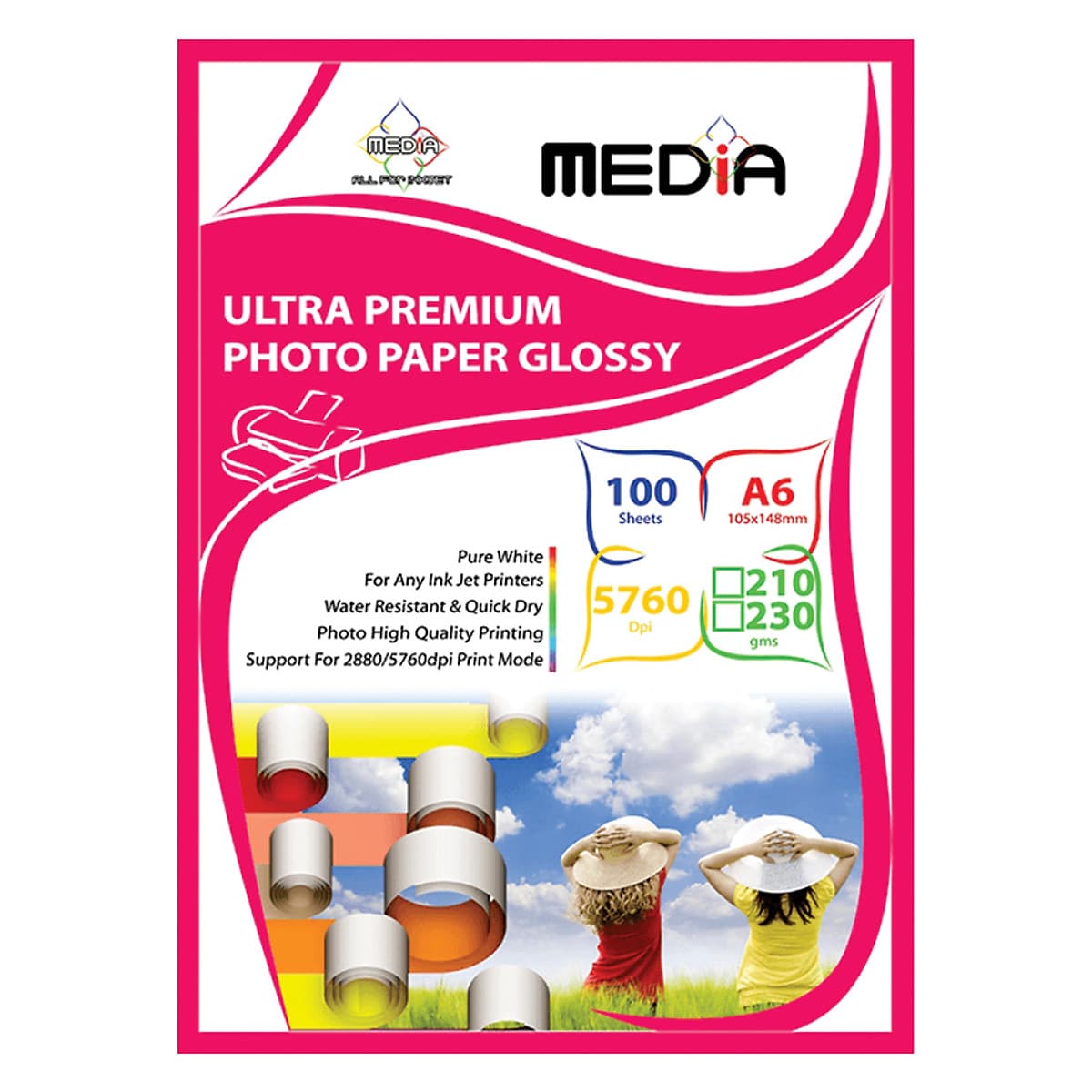 Giấy In Ảnh Media 1 Mặt Bóng A6 200gsm 100 Tờ - Hàng chính hãng