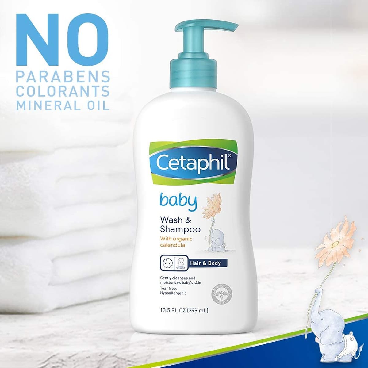 Cetaphil tắm gội hữu cơ Organic - Cetaphil Baby Wash & Shampoo with Organic Calendula 