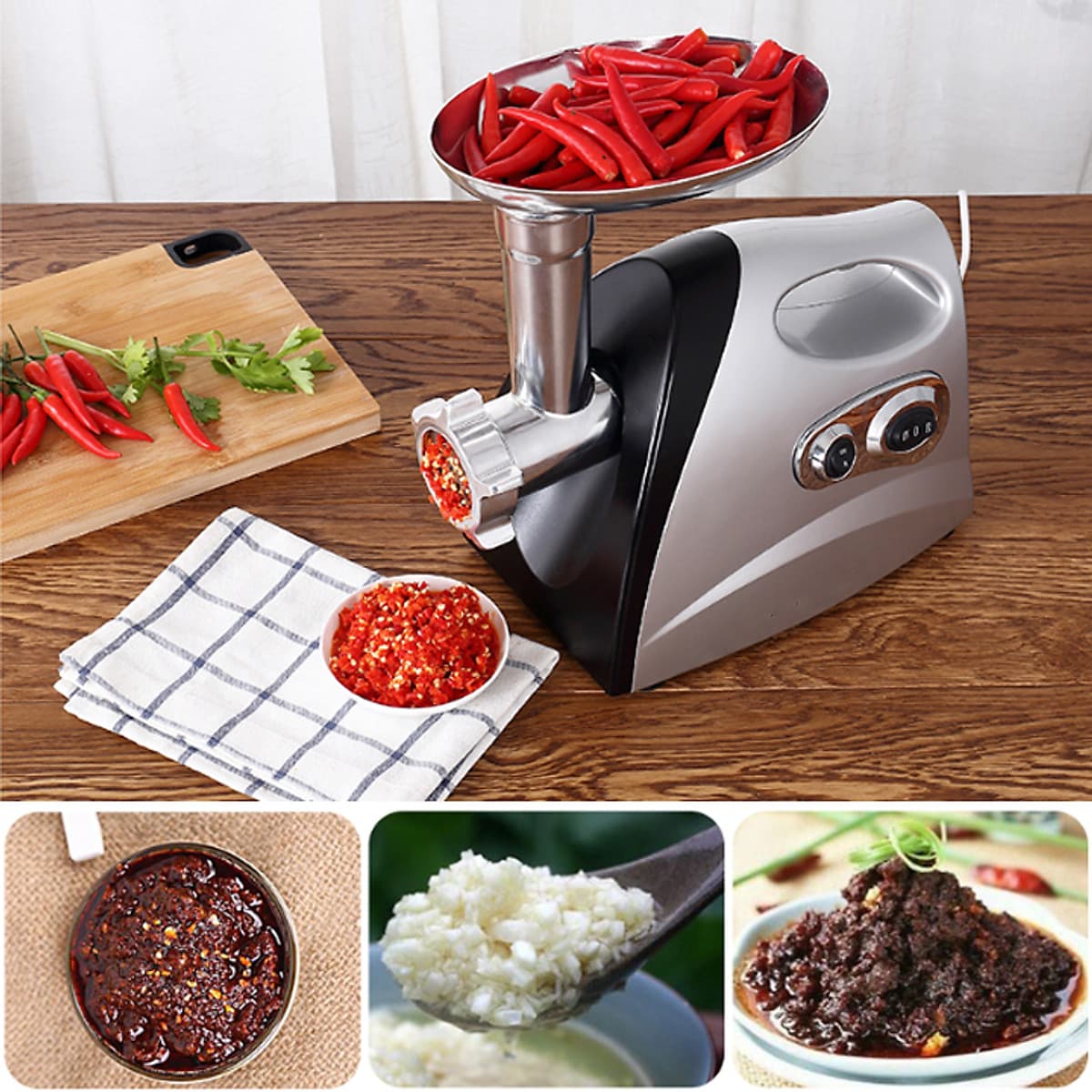 MÁY NGHIỀN THỊT, LÀM XÚC XÍCH - MÁY NGHIỀN RAU CỦ QUẢ ĐA NĂNG JRJ 523