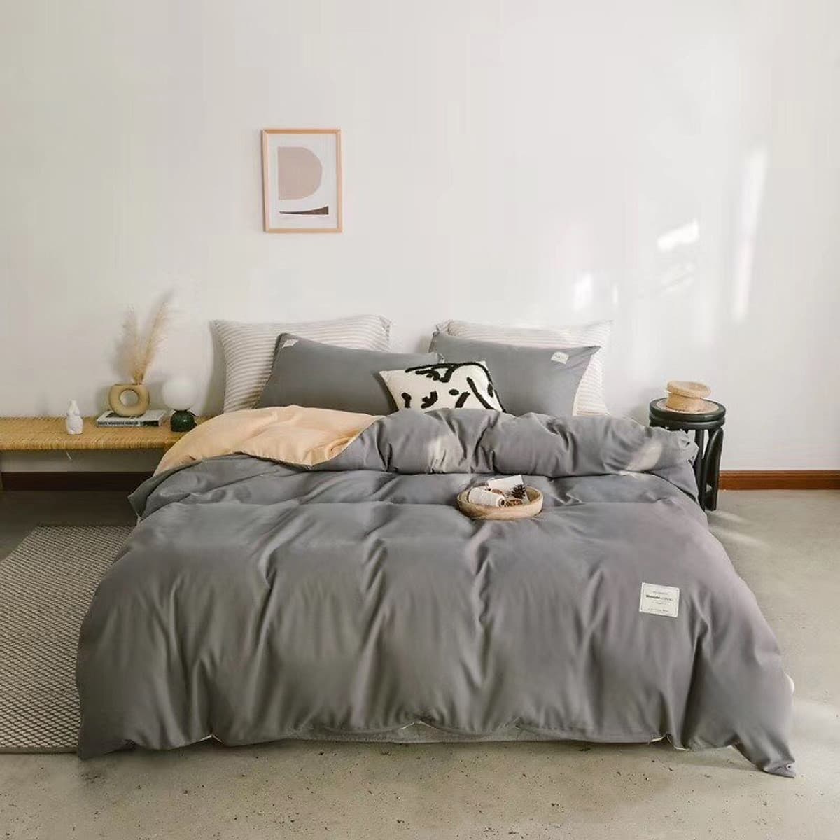 Bộ 4 món chăn ga gối cotton Tici cao cấp TC45 hàng đẹp (set gồm 1 ga, 1 chăn có khóa lồng được ruột, 2 vỏ gối)