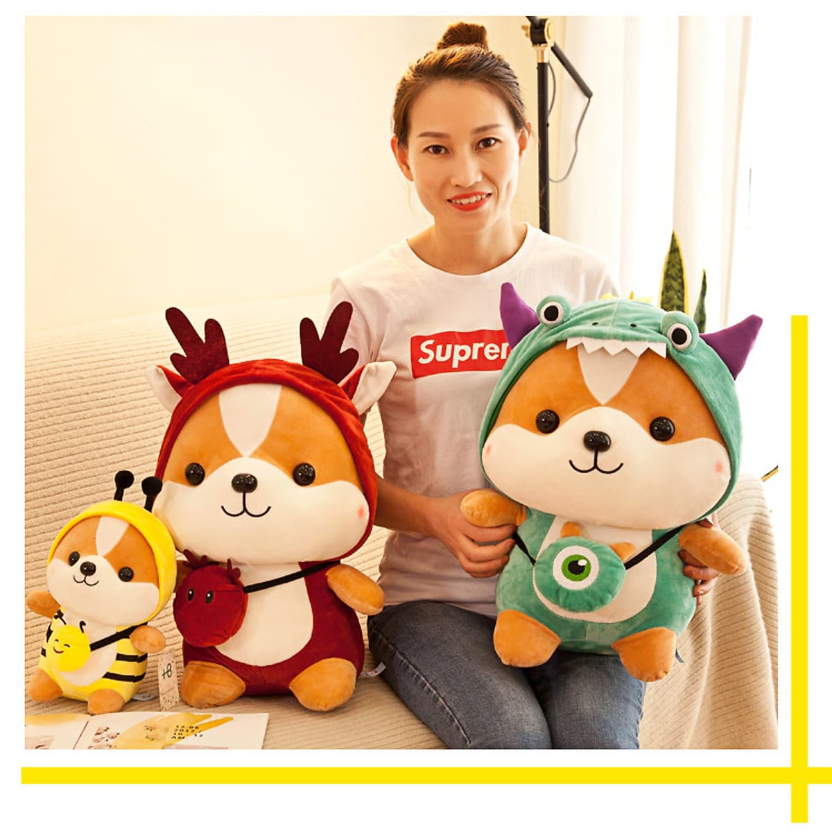 Thú Bông Chó Shiba Hóa Trang Cosplay Ngộ Nghĩnh 25cm Quà Tặng Siêu Dễ Thương