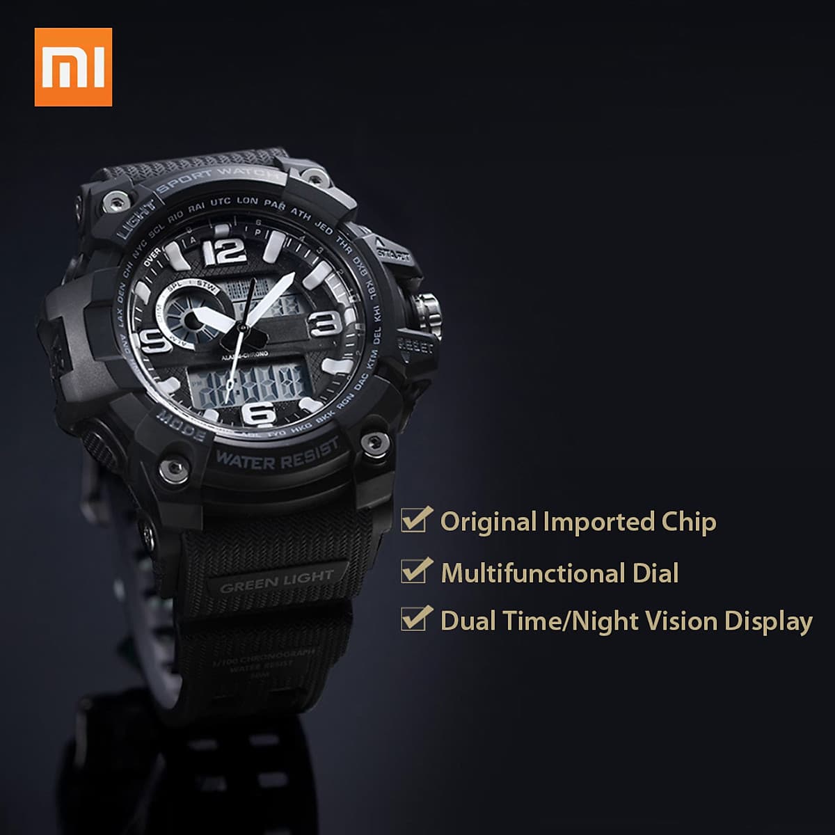 Đồng Hồ Điện Tử Xiaomi Twentyseventeen Màn Hình Kép Dùng Ngoài Trời Quay Số Hiển Thị Thời Gian Kép Lịch Đếm Ngược Hàng Ngày Chống Thấm Nước