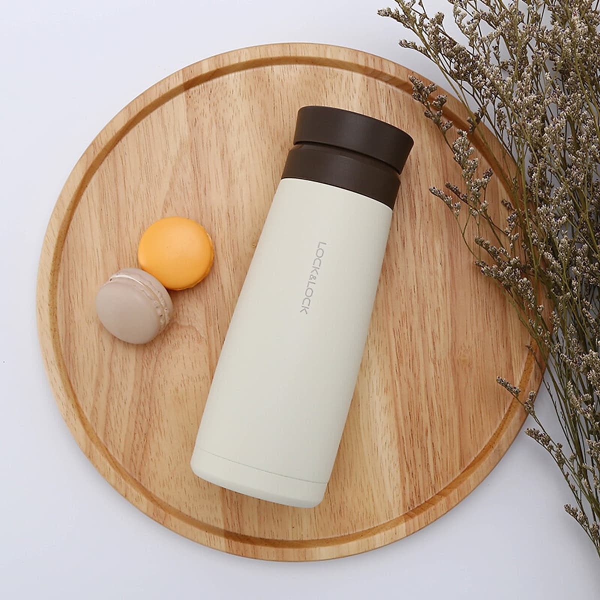 Bình Giữ Nhiệt Lock&Lock Macaron 450ml LHC4230 - Hàng Chính Hãng, Chất Liệu Thép Không Gỉ, Có Lưới Lọc Trà Tiện Dụng Kèm Ống Hút Inox 304