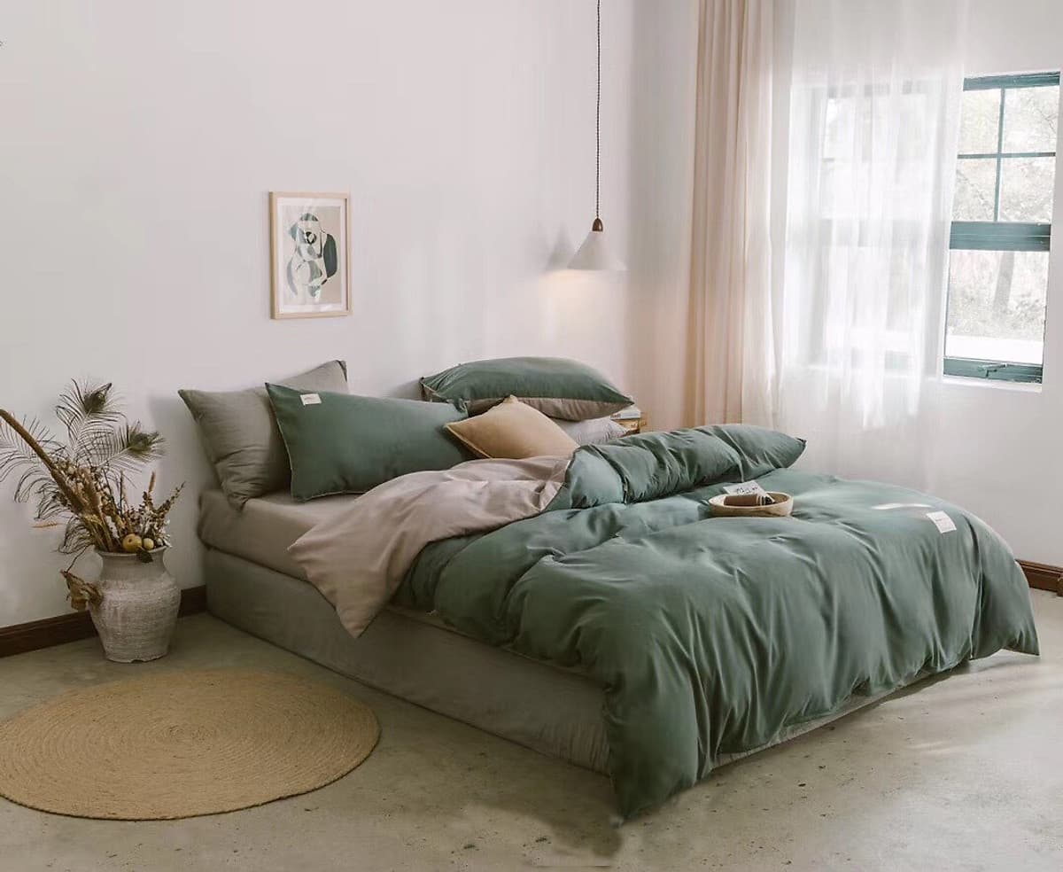 Bộ 4 món chăn ga gối cotton Tici cao cấp TC45 hàng đẹp (set gồm 1 ga, 1 chăn có khóa lồng được ruột, 2 vỏ gối)