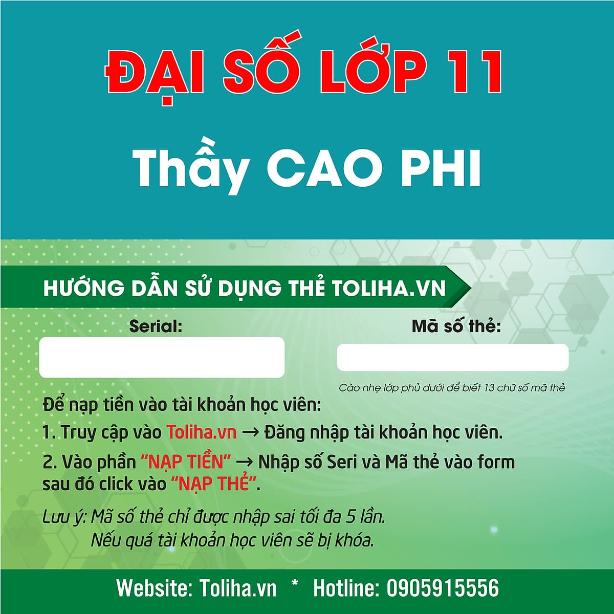 Khóa học ĐẠI SỐ 11 - CƠ BẢN + NÂNG CAO thầy Cao Phi - 03 tháng