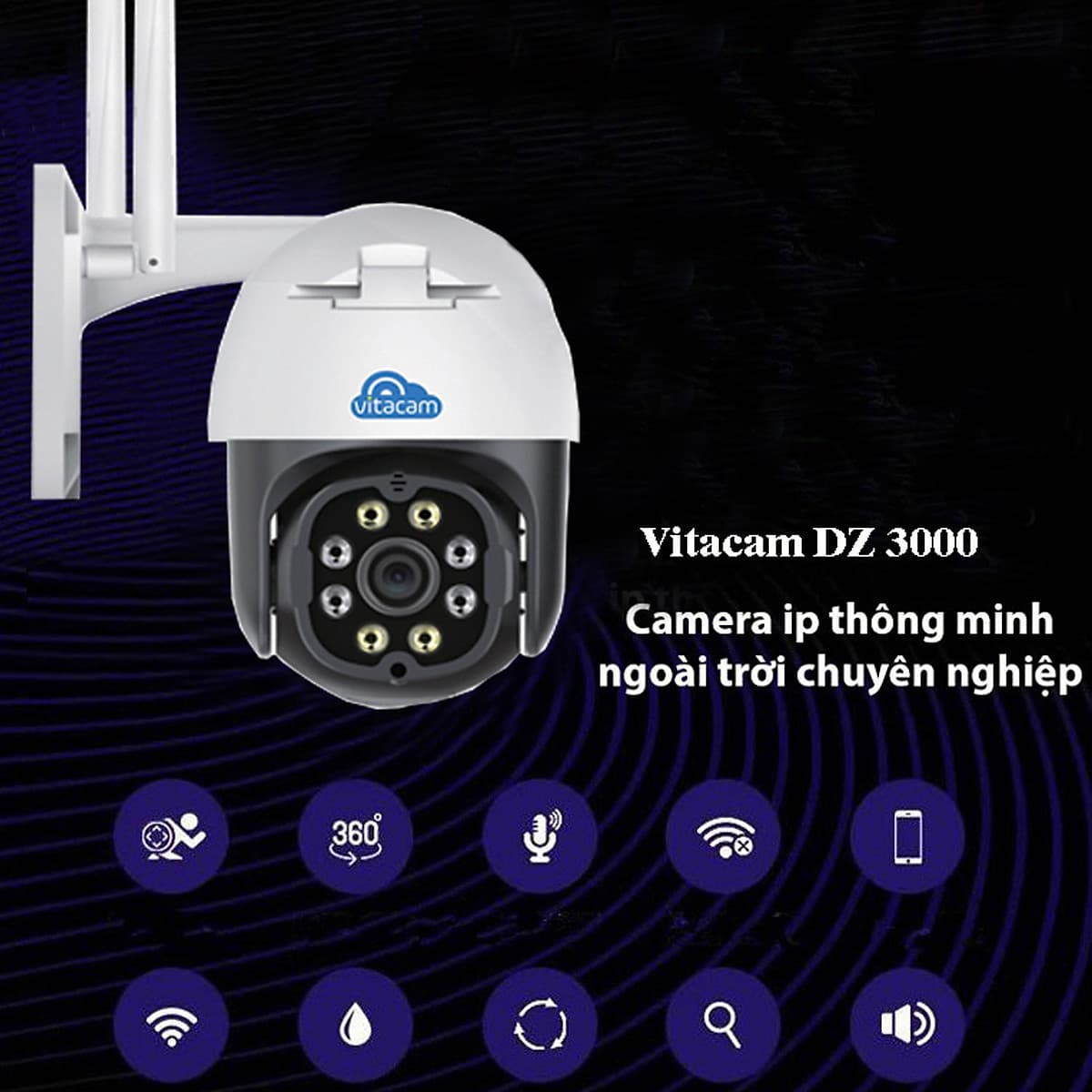 Camera Ip Wifi Ngoài Trời Vitacam DZ3000  3.0MP Độ Phân Giải 1296P Ultra HD - Hàng Chính Hãng