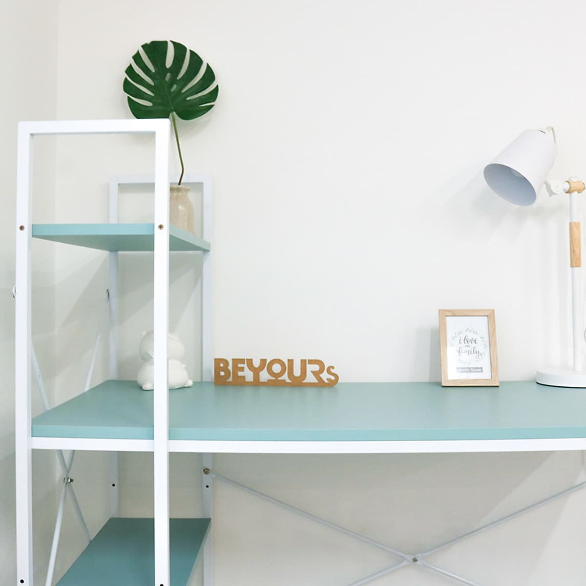 Bàn Làm Việc BEYOURs Neuly Table Gỗ Chân Sắt Phối Kệ Sách Đa Năng