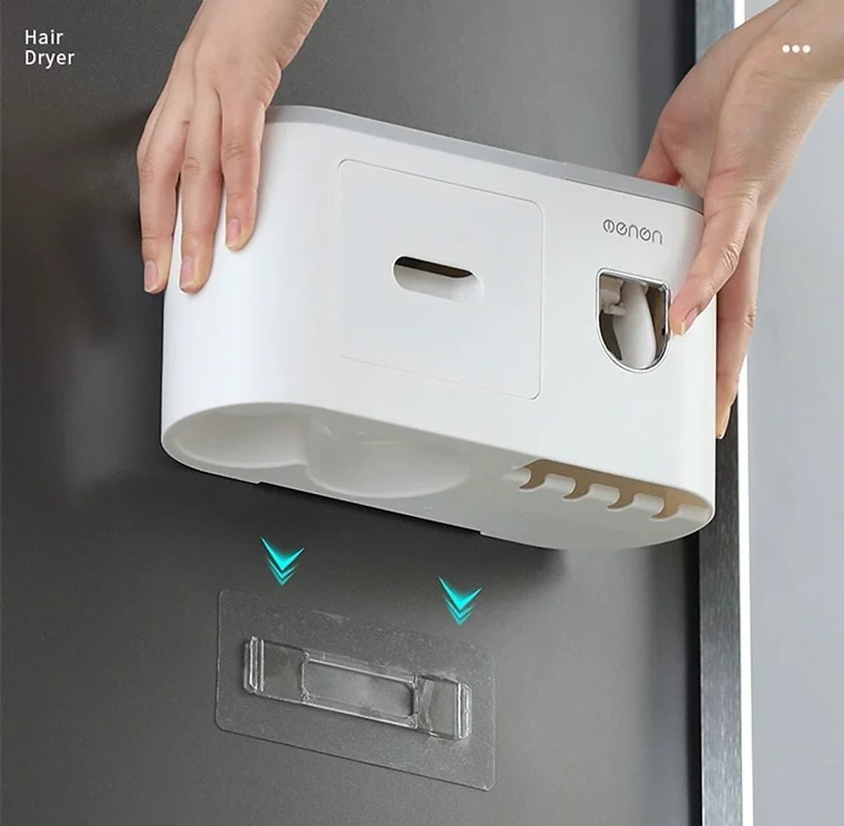 Bộ Nhả Kem Đánh Tự Động OENON, Kệ Treo Bàn Chải Nhà Tắmg Dán Tường Kèm Cốc Hút Từ Tính - OEKEM