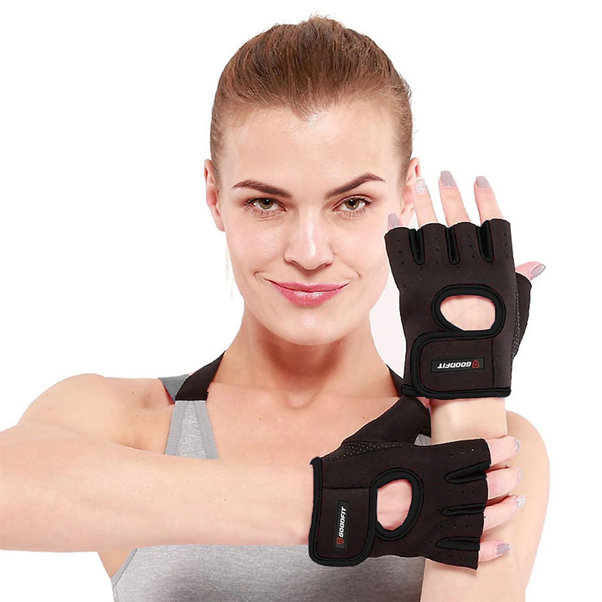 Găng tay nửa ngón tập gym, găng tay thể thao nam nữ thoáng khí GoodFit GF202G
