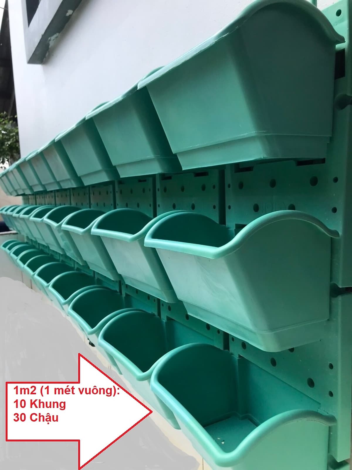 1m2 Vườn tường HOLO - Khung chậu nhựa trồng cây trồng rau trồng hoa trên tường - Nhiều màu (10 khung + 30 chậu)