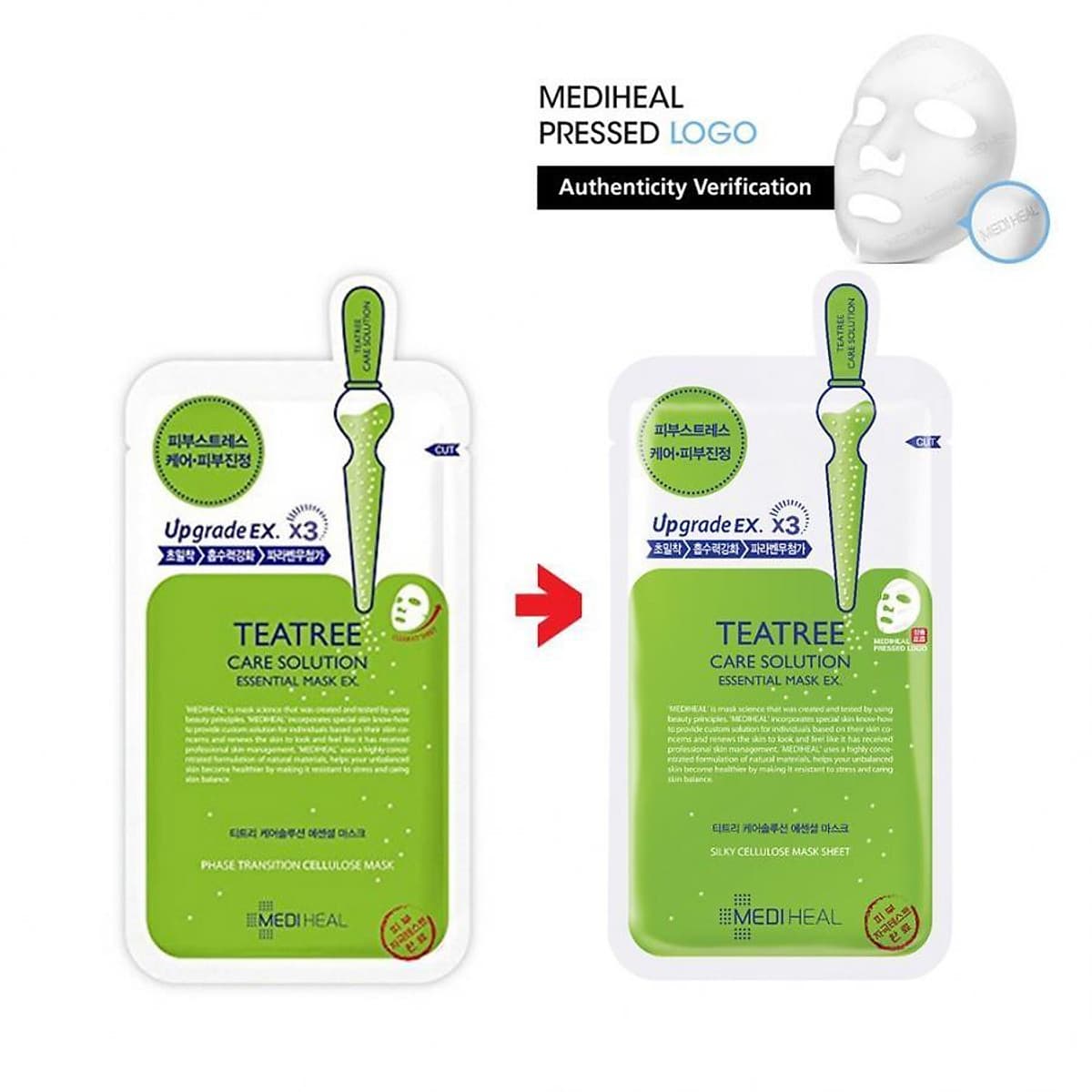 Hộp 10 Mặt nạ dưỡng da giảm mụn chiết xuất tràm trà Mediheal Teatree Solution Essential Mask Ex 25ml x10