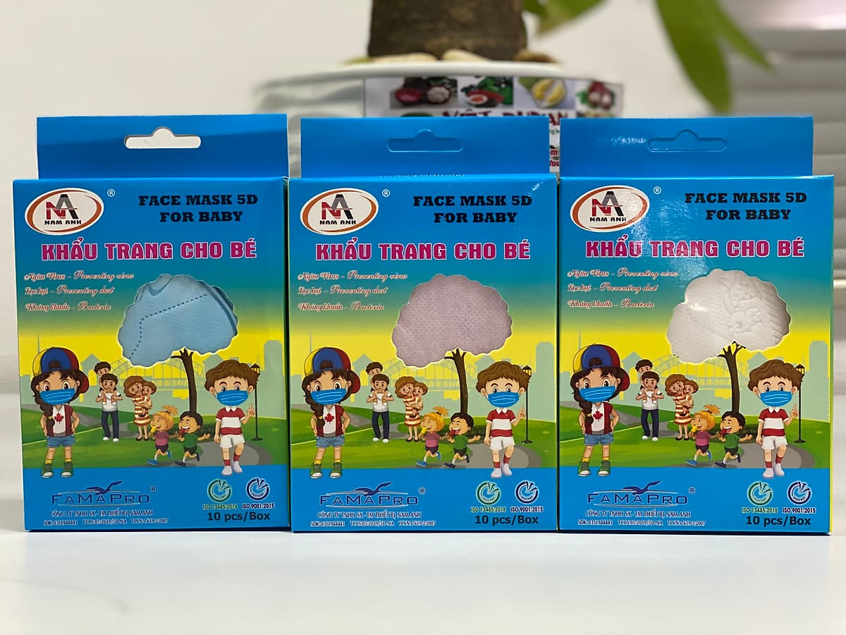 Khẩu Trang Y Tế 5D Trẻ Em Nam Anh - Hộp 10 cái
