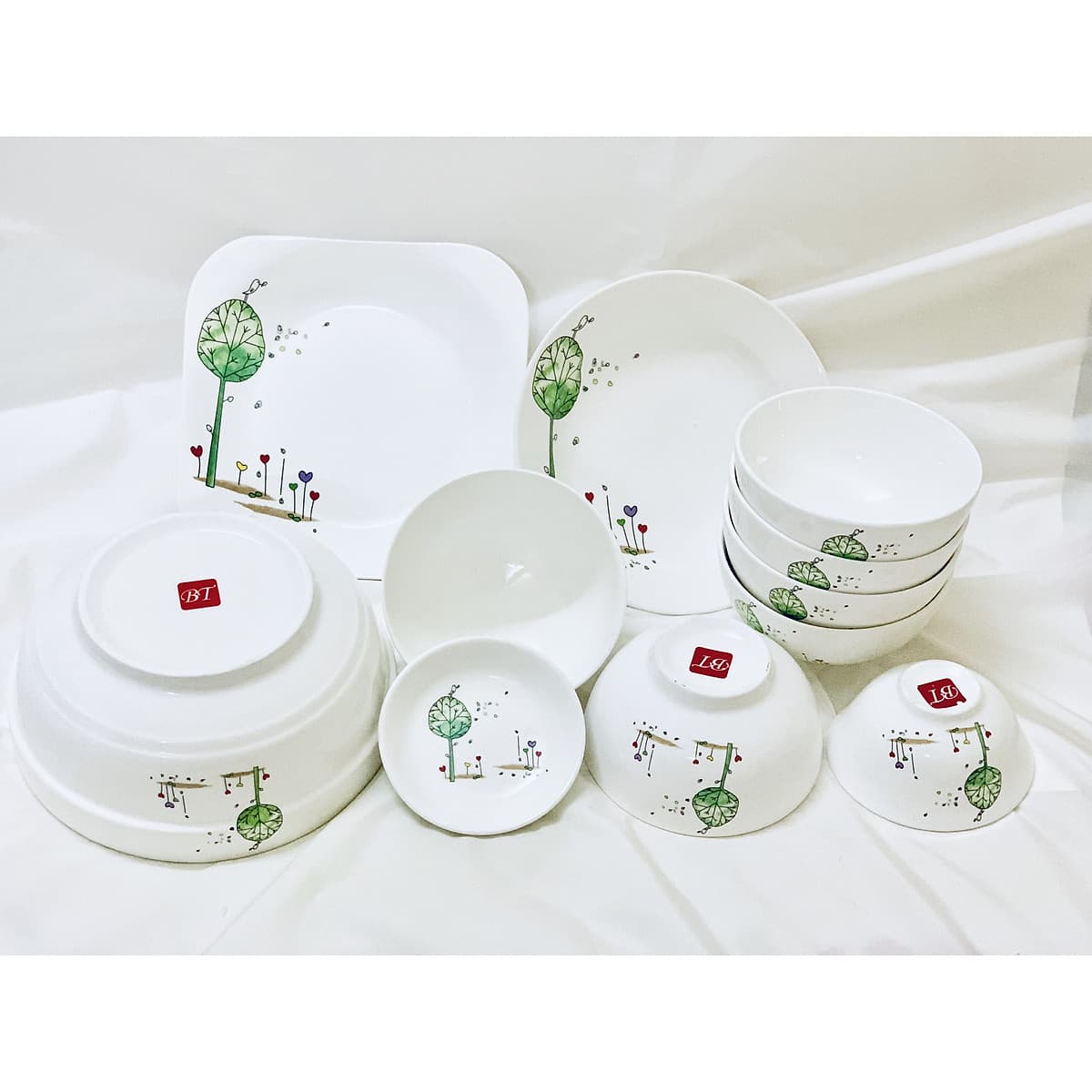Bộ đồ ăn gốm sứ cao cấp 11 món :bát, đĩa, tô, chén  gốm sứ  
