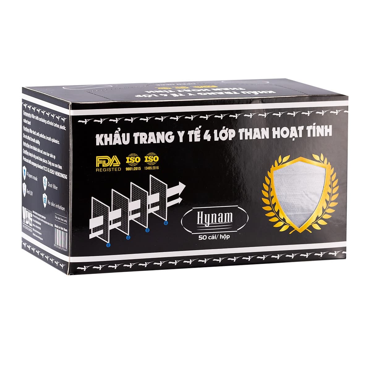 Khẩu trang y tế 4 lớp Hynam - Than hoạt tính - (50 cái/ hộp)